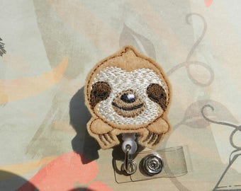 Sloth Badge Reel, Medical Badge Reel, ID Badge Holder clip, Retractable, Feltie, Sloth Felt Lanyard, Three Toed Sloth Feltie Badge Reel