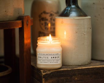 Baltic Amber Soy Candle - Natural Phthalate Free Amber Mason Jar Candle