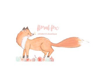 logotipo de boutique de niños, Fox Logo, Logo de Fox Floral, insignia infantil, logotipo, Logo de moda infantil, Boutique marca insignia,