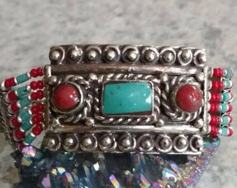 CLEARANCE *Red Coral and Turquoise Bracelet