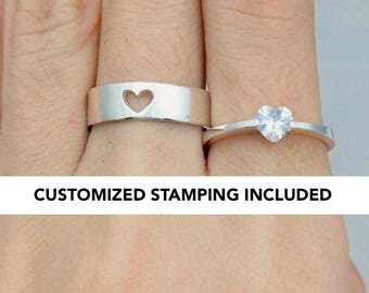 Promise Ring, His and Her Promise Rings, Promise Rings For Couples, Couples Jewelry, Couple Ring, Gift For Him, Personalized Couple Ring Set