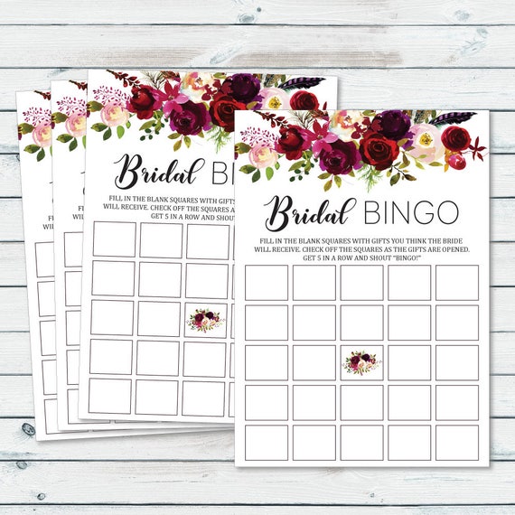 Blank Bridal Shower Bingo Template