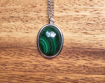 Malachite Pendant Malachite Necklace Malachite Jewellery Silver Plated Pendant Handmade Pendant Handmade Necklace Handmade Gift For Her SPP5