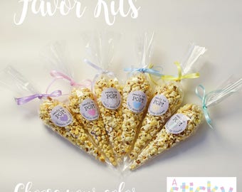 Personalized Ready to Pop Stickers, Ready to Pop Favours, Baby Shower Stickers, Cone Bags, Baby Shower Favors, Ready to Pop Favors, Popcorn