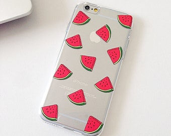 iPhone 6 Case Watermelon, Soft iPhone 6s Case, iPhone 5s Case Clear with Design, iPhone SE Case, iPhone 5 Case Rubber Christmas Gift - KT073