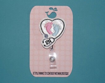 RN Labor and Delivery Badge Reel, Labor and Delivery Nurse Badge Holder
