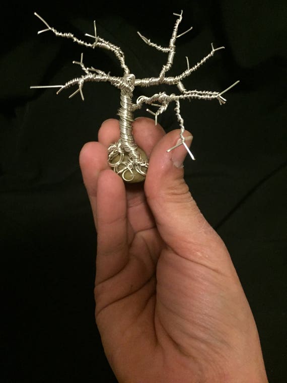 Miniature wire tree sculpture tiny tree copper wire tree of