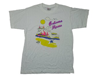 Vintage 80s Bahama Mama Travel Tee - Vintage 1980s 1990s Bahamas Cat Beach Travel Tshirt - L