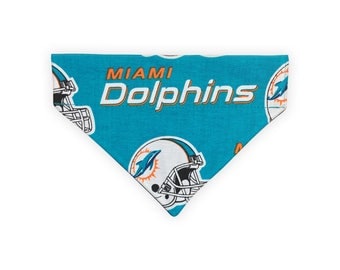 Miami Dolphins Dog Bandana // Over The Collar Dog Bandana // Small - Medium - Large