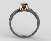 black diamond engagement ring, CZ engagement ring, alternative engagement ring, black engagement ring, Unique engagement ring, FREE SHIPPING