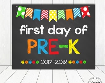 First Day of Pre-K Chalkboard Poster Photo Prop 11x14 Printable Instant Download Digital File