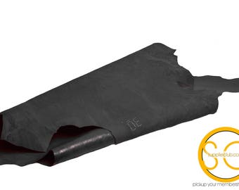 Genuine Leather Hide, Distress Black, 3 Square feet Lamb Leather Hides, (L004)