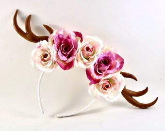 deer headband, halloween headband, deer antler headband, fawn headband, deer crown, woodland headband, deer costume, reindeer headband