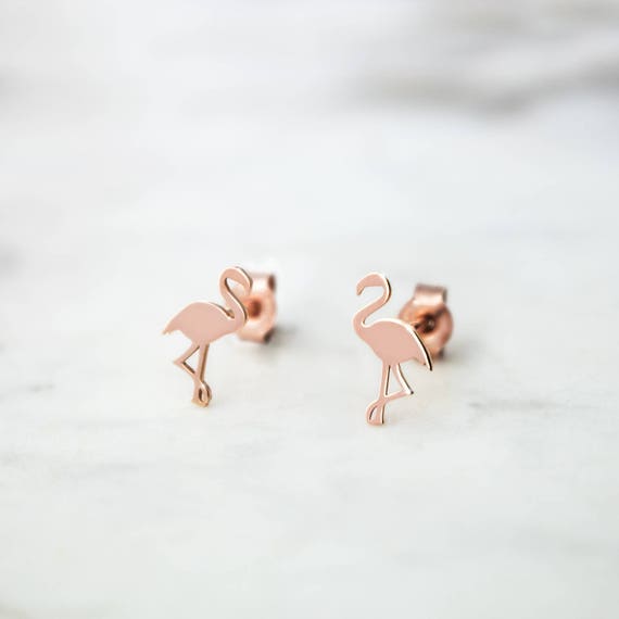 Pink Flamingo Earrings 9K Gold Earrings Rose Gold Flamingo   Il 570xN.1358447026 Rrra 