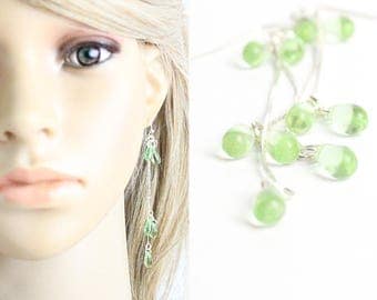 gifts bridesmaids mint earrings cluster earrings summer wedding earrings jewelry gift green earrings silver lime earrings gift daughter W143