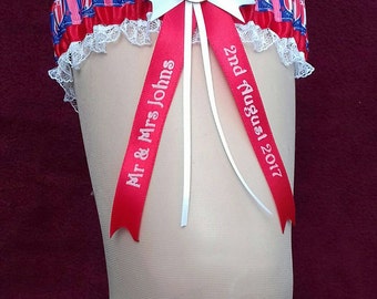 Stoke City Personalised Wedding Garter with Lucky Sixpence