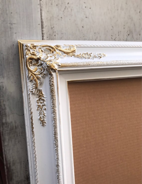 11x14 Wood Picture Frame White and Gold French Country