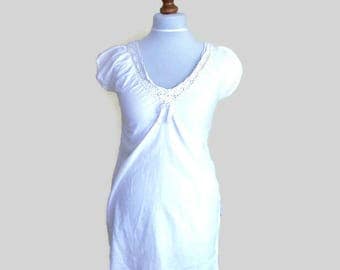 Vintage white dress, white cotton dress, White mini dress, lace dress, vintage nightdress, cotton nightdress, summer dress, size S