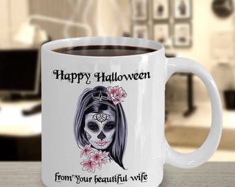 Happy Halloween Skull Calavera Mug, Hocus Pocus Mug, Halloween Gift, Halloween Coffee Cup, Halloween Coffee Mug, Halloween Mug, for wife