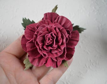 pink brooch flower jewelry pink flower brooch Gift|to|sister gift|to|mom anniversary gifts leather brooch gift|for|women wedding gift flower