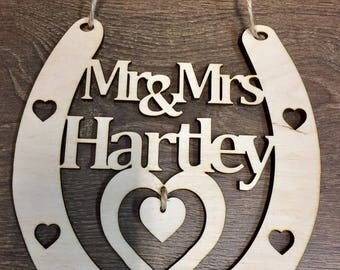 Wooden Personalised Horseshoe Keepsake Gift