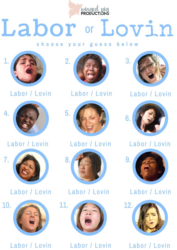 Labor or Lovin Blue Font Baby Shower Game