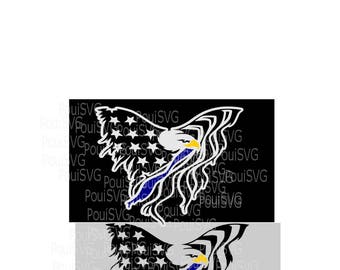 American Eagle Flag svg,Police svg,T-shirt design, Back the blue,Memorial Day,silhouette cut file, Svg cut file,Cricut,Layered file