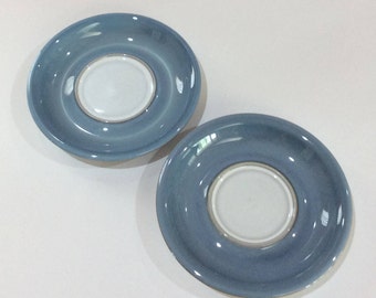Stoneware Saucers Denby England Stoneware Blue Coffee Saucers Pottery Blue Denby Plates Plant Saucers Rustic Orphan Saucers Pair Castile