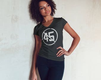 Say No To 45 | Ladies SLIM FIT Anti-Trump No 45 T-Shirt | Political Resistance Impeach Vintage T-Shirt and Clothing