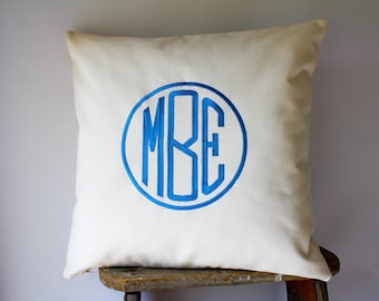 Monogrammed Pillows, Personalized Pillows, Monogrammed Gift, Circle Monogram Pillow Covers, Name Pillows, Name Initial Pillows, Word Pillows
