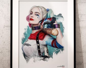 Harley Quinn, Margot Robbie, Suicide Squad, artwork, handmade, PRINTABLE art, poster, instant download, digital print, home decor, wall art