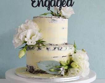 We're Engaged Topper for Engagement Shower, Bridal party, Bachelorette Party, Wedding - Gold Glitter Cupcake and Cake Topper