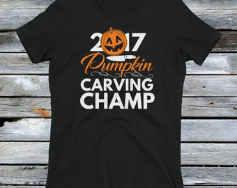 Lady's Pumpkin Carving Champ Shirt - Women's Halloween Shirts - Jack o Lantern