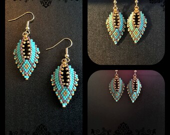 Download Russian leaf earrings with pearl Beading Pattern PDF tutorial