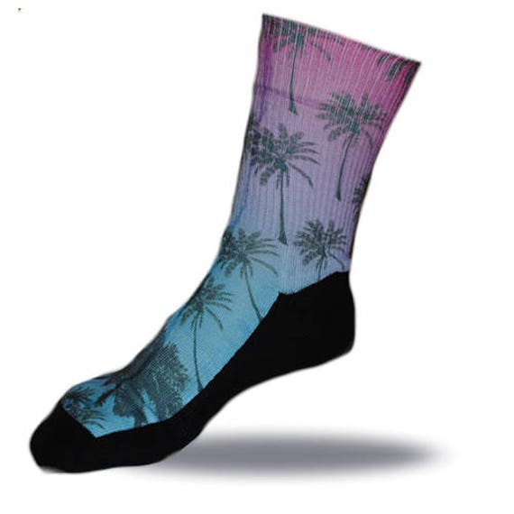 Custom Printed Socks Palm Tree Miami Beach Socks