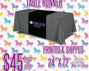 LLR Table Runner - Black w/Full Color Logo - Sewn Hem