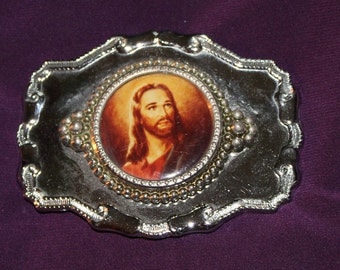 Vintage belt buckle with Jesus