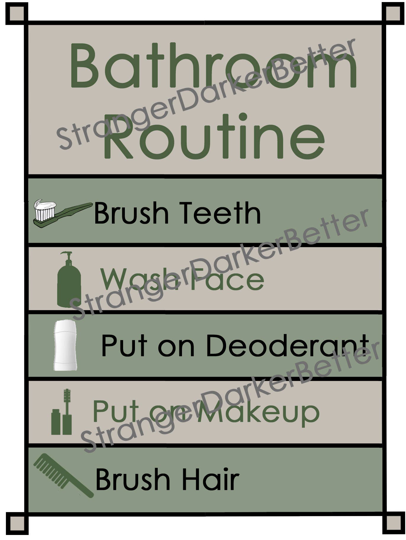 bathroom-routine-visual-schedule-for-adults-and-teens-green