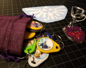 1 Day Ship 18 Amiibo NFC Waterproof Keychain Card Tags Zelda Breath of the Wild Wii U Switch Twilight Majoras Anniversary Ocarina of Time