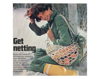 Netted Crochet Shopping Bag - Draw string Beach Bag