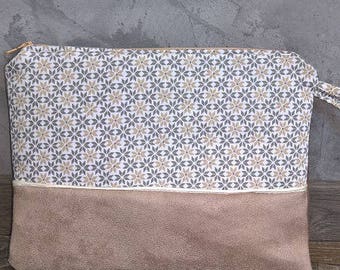 Elegant evening bag bi-tone taupe material