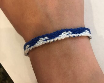 Blue and White Wave Knotted Friendship Bracelet