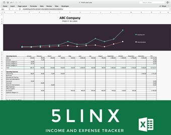 5linx spreadsheet, Income and expense tracker, Cash Flow Spreadsheet, User-Friendly and automated Profit & Loss system, Excel tempalte