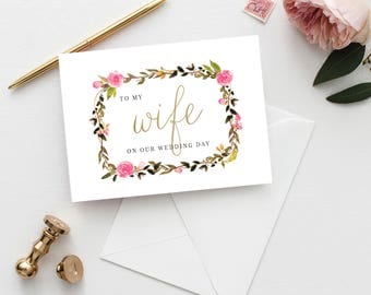 Printable 5x7 To my Wife Card | To My Wife Wedding Card | Wedding Thank You Card | Foliage Thank You Card