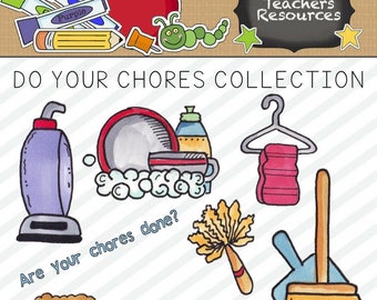 Do Your Chores Clipart Collection for Scrapbooking and Paper Crafts || Commercial Use || Chore Chart Graphics || Digital Design ||