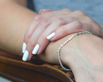 sterling silver Bracelet Fancy sparkle bracelet 7 inch bracelet Made in Italy gifts for her
