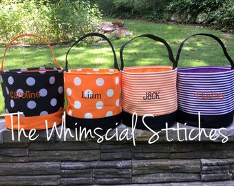Halloween Bucket Bag-Personalized-Halloween Bag Halloween Candy Time-Kids-Candy Bag-Halloween Treat Bucket-Appliqued-Halloween Bag-Halloween