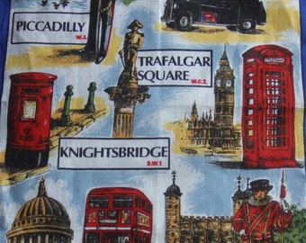 Vintage Kitchen Towel. London Themes by Ulster Weavers. 100 % Pure Irish Linen. Made in Ireland.