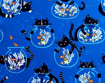 Cats Fabric, childrens fabric, Kitties fabric 100% cotton fabric for Quilting, arts, crafts and general sewing projects.