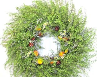 Dried Floral Wreath, Peppergrass Wreath, Dried Flowers